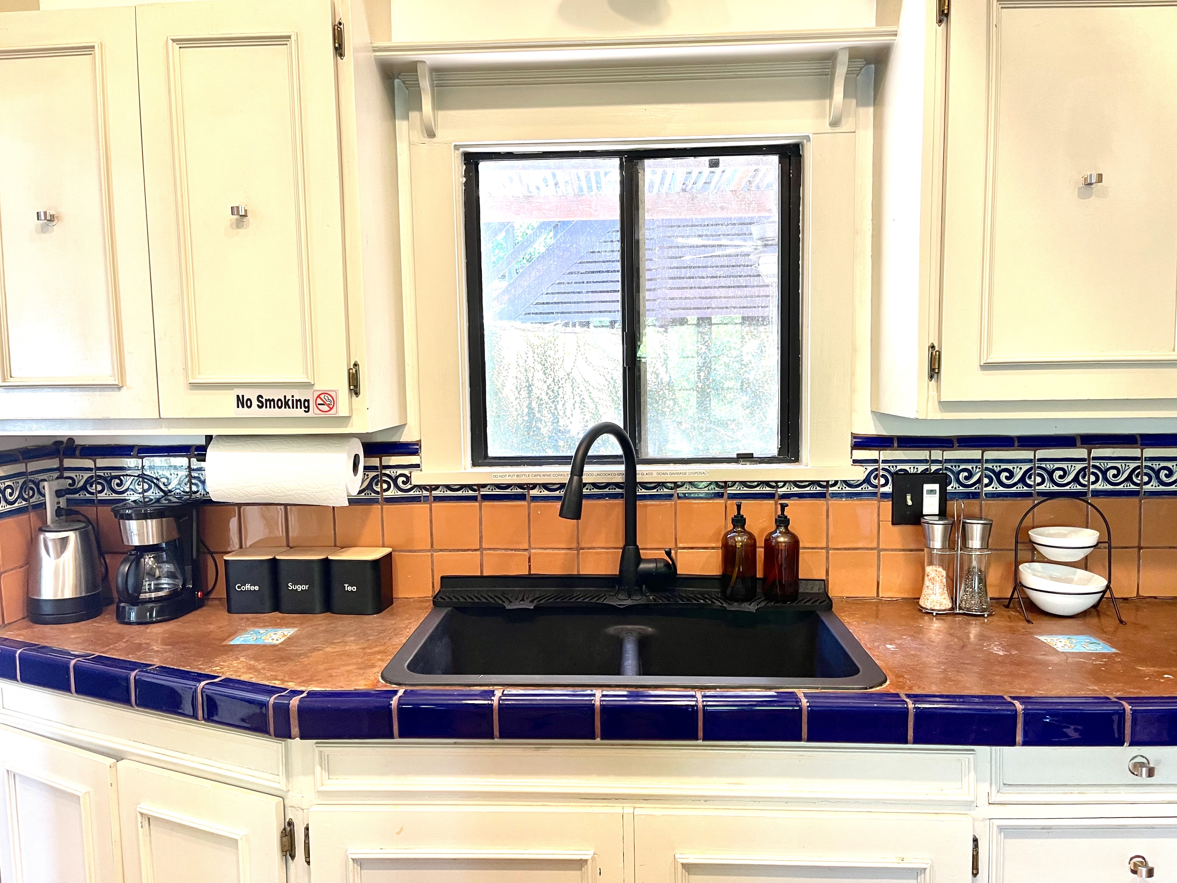 Kitchen window with granite sink